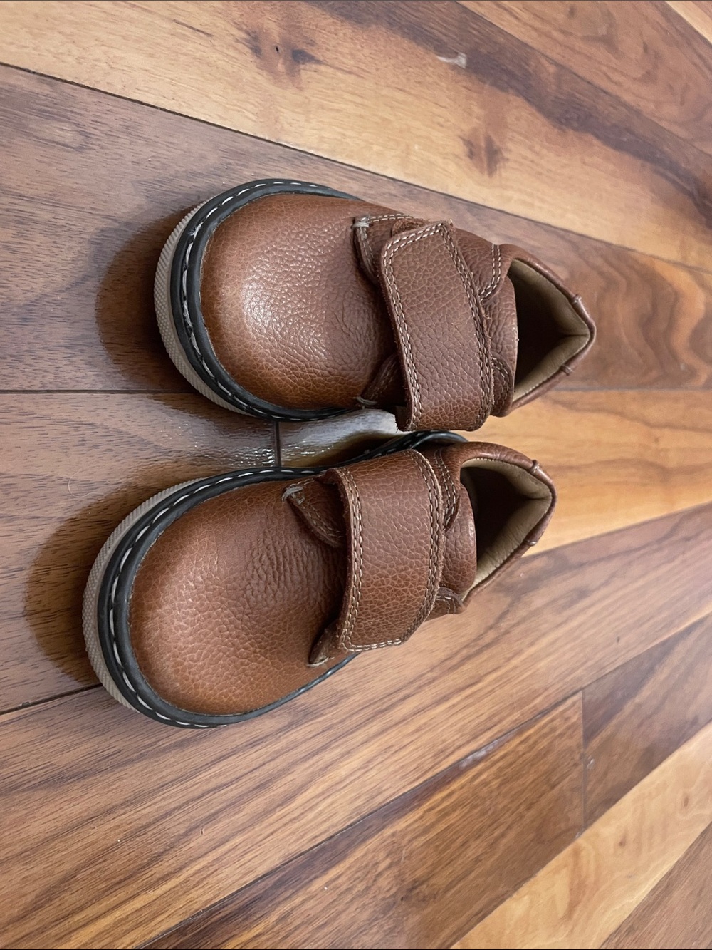 Johnston & Murphy Toddler Brown Leather Velcro Shoes